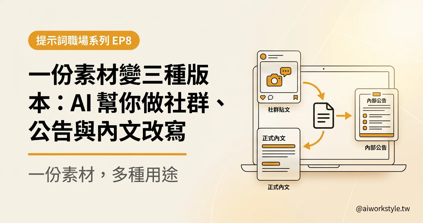 一份素材變三種版本 EP08 封面